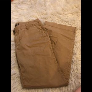 Khaki colored straight leg pants